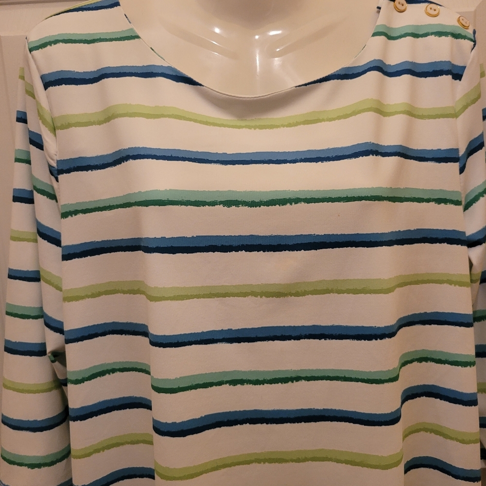 Peck & Peck Unique Stripe Colorful Top - image 3